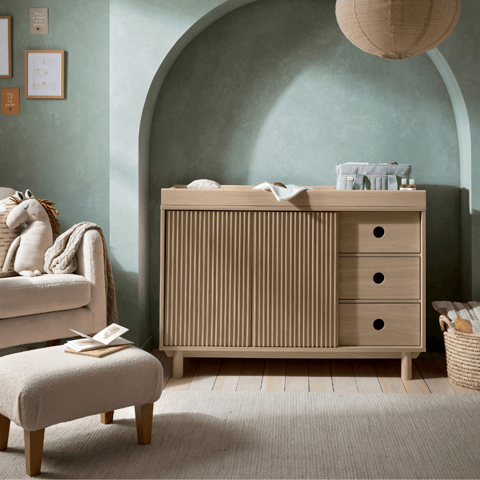 Mamas and Papas Oska Cot + Dresser + Mattress Bundle - Oak