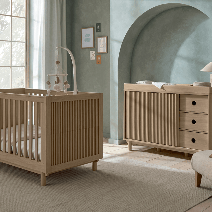Mamas and Papas Oska Cot + Dresser + Mattress Bundle - Oak