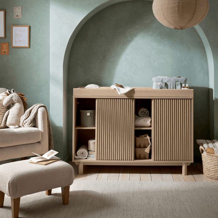 Mamas and Papas Oska Cot + Dresser + Mattress Bundle - Oak