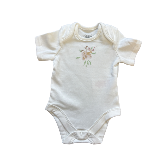 Mamas and Papas White Floral Short Sleeve Bodysuit