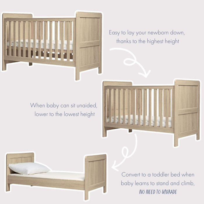 Mamas and Papas Atlas Nimbus White Cot + Mattress Bundle