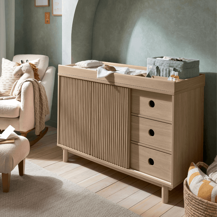 Mamas and Papas Oska Cot + Dresser + Mattress Bundle - Oak