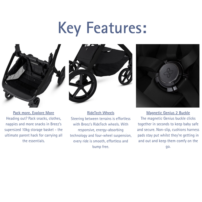 Silver Cross Breez Lightweight Stroller + Carrycot Bundle - Maple *Pre-Order, May Delivery*