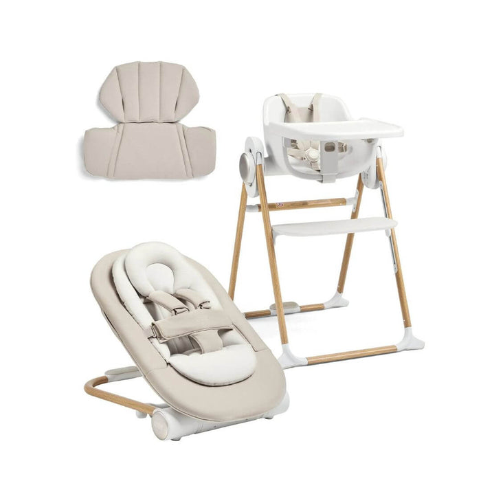 Mamas and Papas Eno Highchair, Bouncer & Cushion Complete Bundle - Cashmere