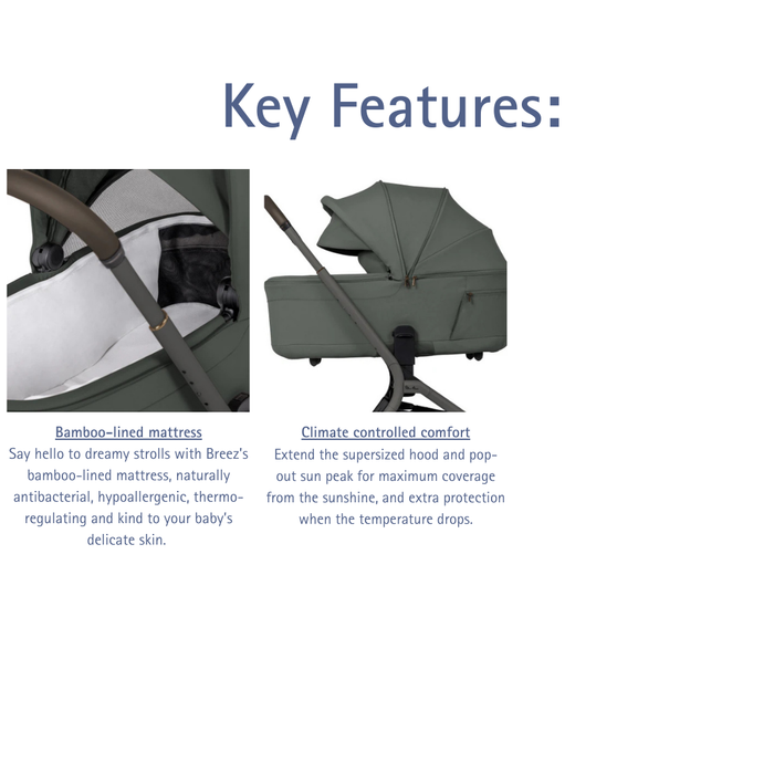Silver Cross Breez Lightweight Stroller + Carrycot Bundle - Pewter *Pre-Order, May Delivery*