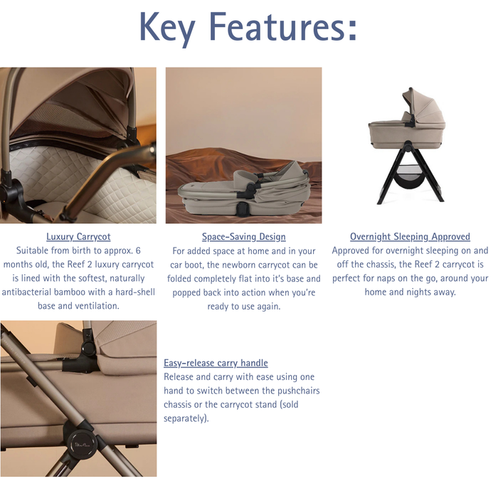 Silver Cross Reef Carry Cot - Ganache