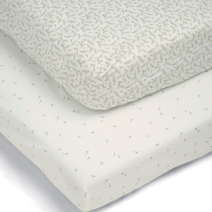 Mamas and Papas Seedling & Leaf Cotbed Fitted Sheet (Pack of 2)