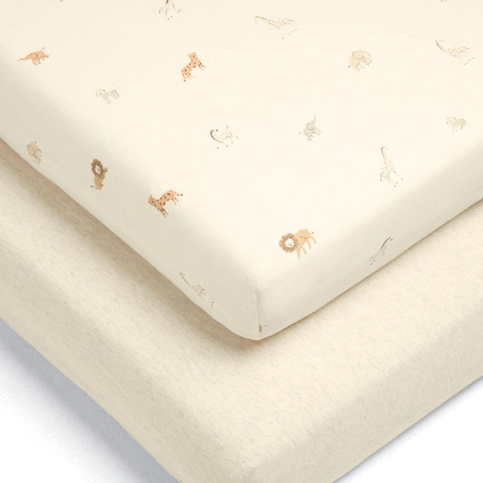 Mamas and Papas Born to be Wild Safari and Marl Cotbed Fitted Sheet (Pack of 2)