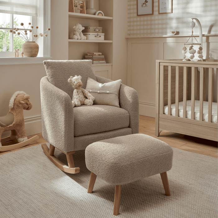 Mamas and Papas Alma Nursing Chair & Stool - Fawn Boucle