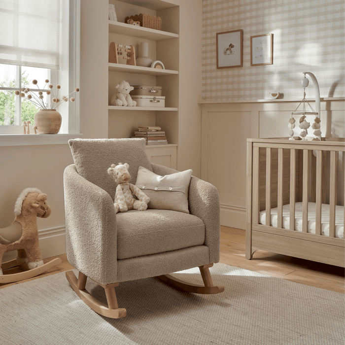 Mamas and Papas Alma Nursing Chair & Stool - Fawn Boucle