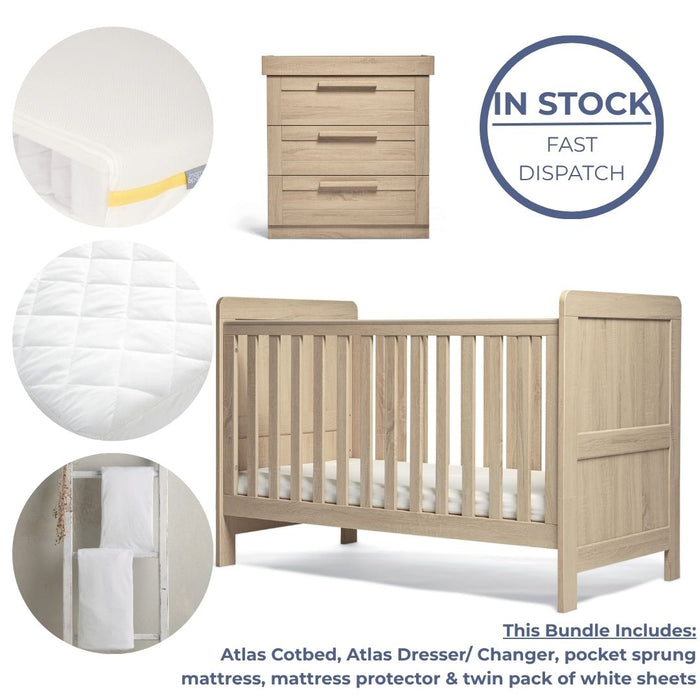 Mamas and Papas Atlas Nursery Essentials Bundle - Oak