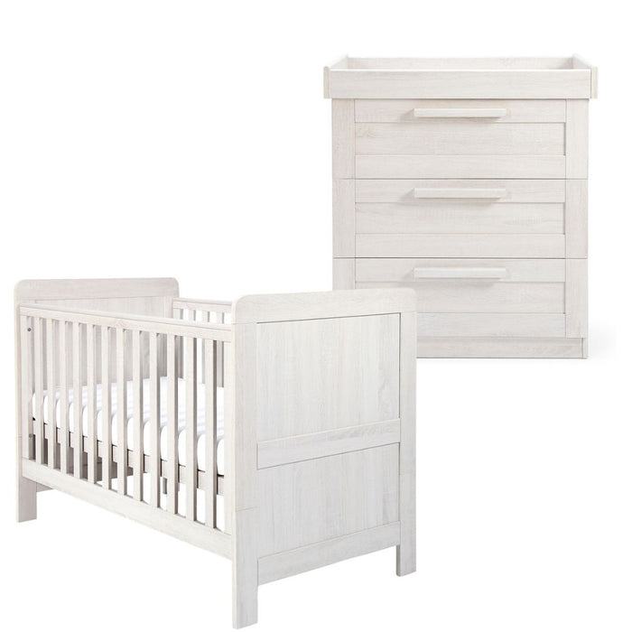 Mamas and Papas Atlas Nimbus White Bundle - Cot + Dresser