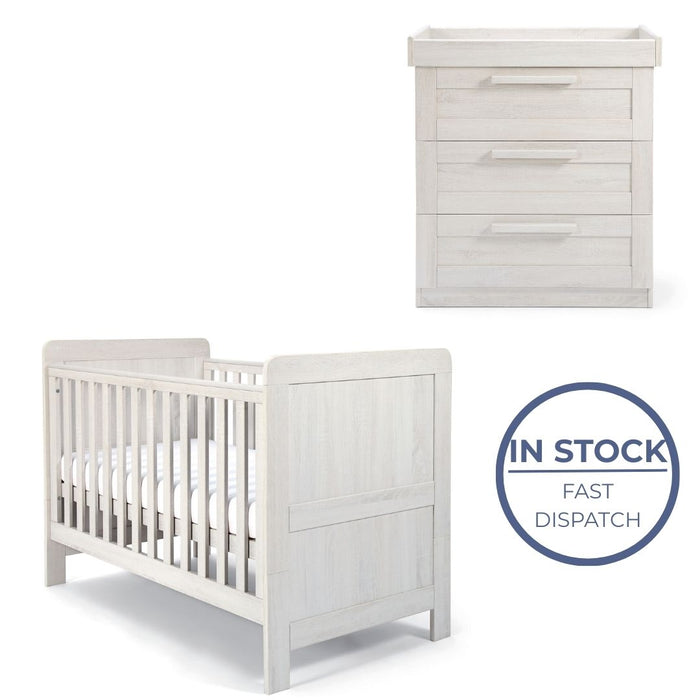 Mamas and Papas Atlas Nimbus White Bundle - Cot + Dresser