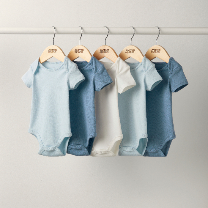 Mamas and Papas Blue Short Sleeve Bodysuits - 5 Pack