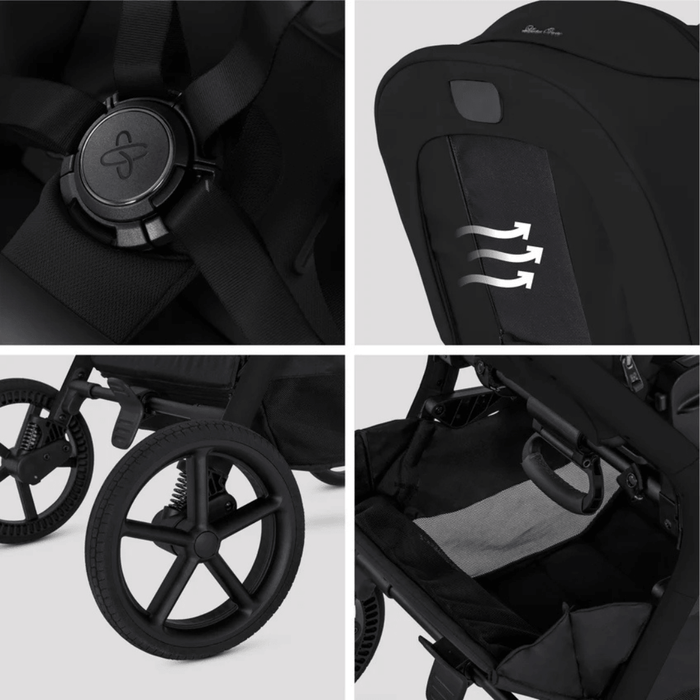 Silver Cross Breez Lightweight Stroller + Carrycot Bundle - Onyx *Pre-Order, May Delivery*