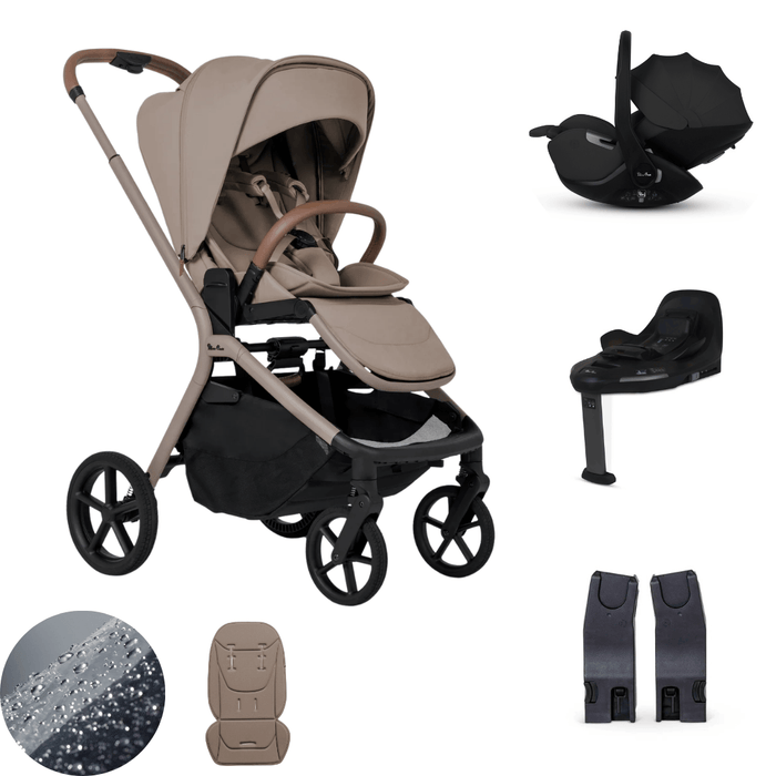 Silver Cross Breez Lightweight Stroller 360 Car Capsule Bundle - Champagne