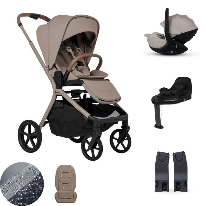 Silver Cross Breez Lightweight Stroller 360 Car Capsule Bundle - Champagne