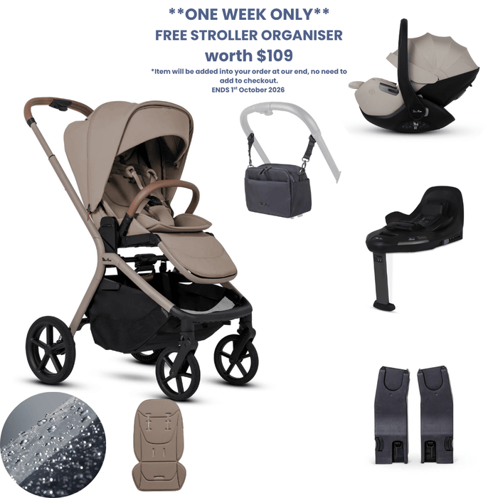 Silver Cross Breez Lightweight Stroller 360 Car Capsule Bundle - Champagne