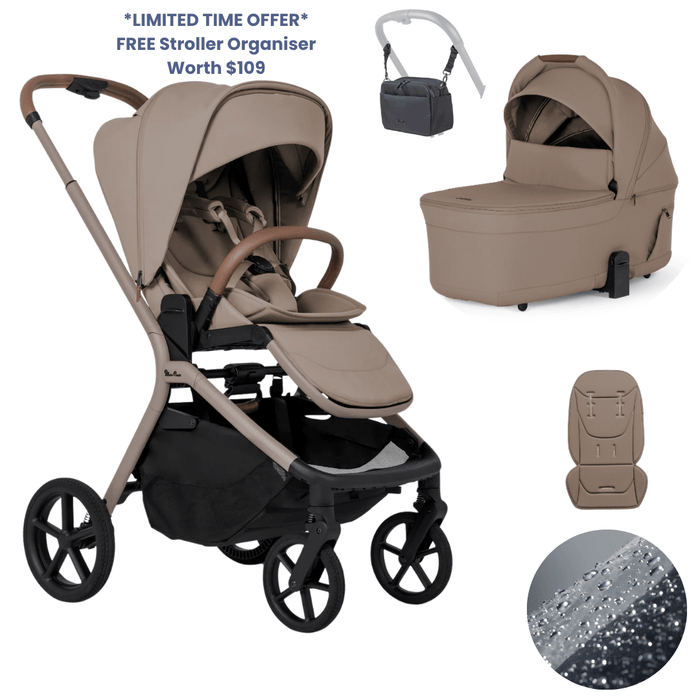 Silver Cross Breez Lightweight Stroller + Carrycot Bundle - Champagne *Limited Time, FREE Gift*