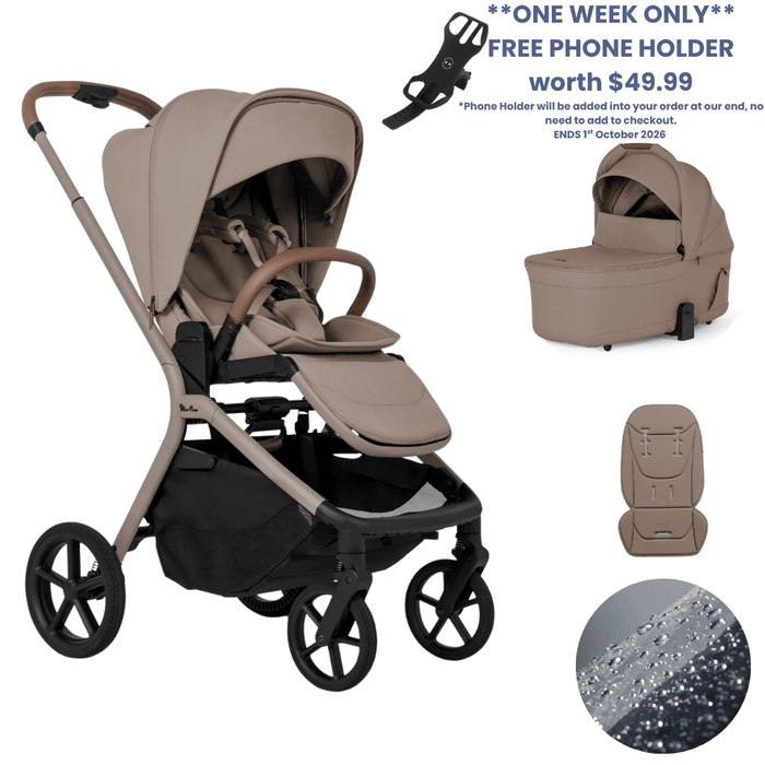 Silver Cross Breez Lightweight Stroller + Carrycot Bundle - Champagne