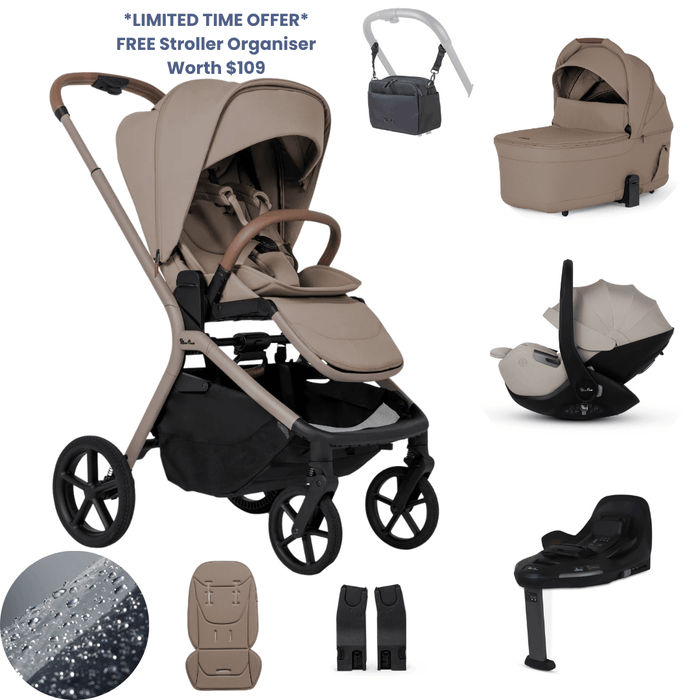 Silver Cross Breez Lightweight Stroller Ultimate 360 Car Capsule Bundle - Champagne *Limited Time, FREE Gift*