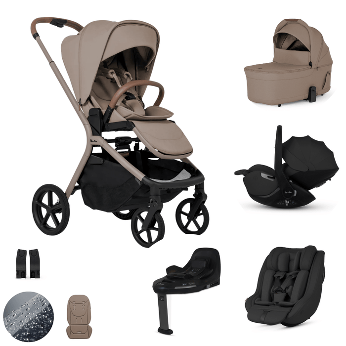 Silver Cross Breez Lightweight Stroller Ultimate 360 Family Car Seat Bundle - Champagne