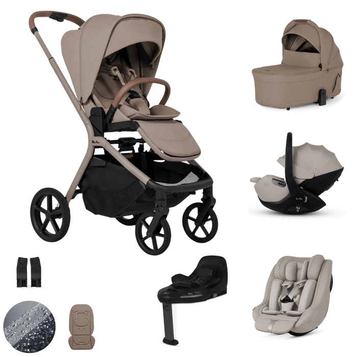 Silver Cross Breez Lightweight Stroller Ultimate 360 Family Car Seat Bundle - Champagne