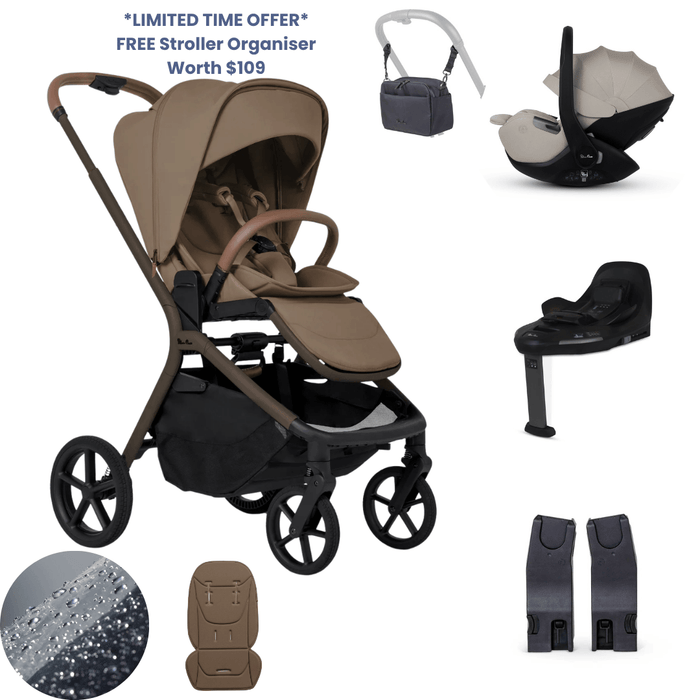 Silver Cross Breez Lightweight Stroller 360 Car Capsule Bundle - Maple *Limited Time, FREE Gift*