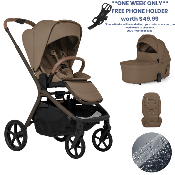 Silver Cross Breez Lightweight Stroller + Carrycot Bundle - Maple