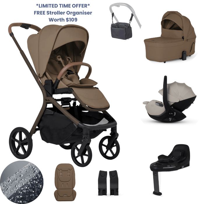 Silver Cross Breez Lightweight Stroller Ultimate 360 Car Capsule Bundle - Maple *Limited Time, FREE Gift*