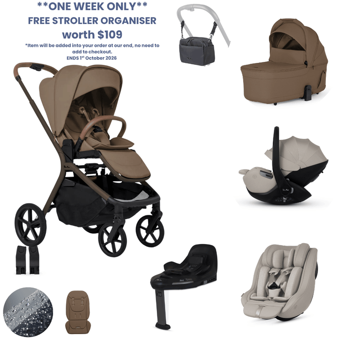 Silver Cross Breez Lightweight Stroller Ultimate 360 Family Car Seat Bundle - Maple