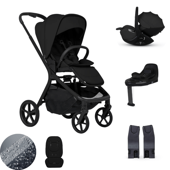 Silver Cross Breez Lightweight Stroller 360 Car Capsule Bundle  - Onyx