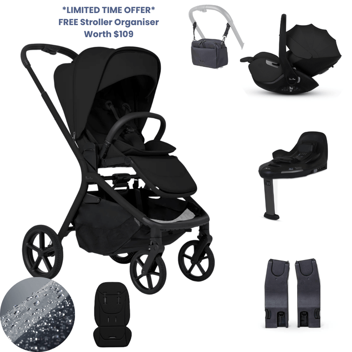 Silver Cross Breez Lightweight Stroller 360 Car Capsule Bundle  - Onyx *Limited Time, FREE Gift*
