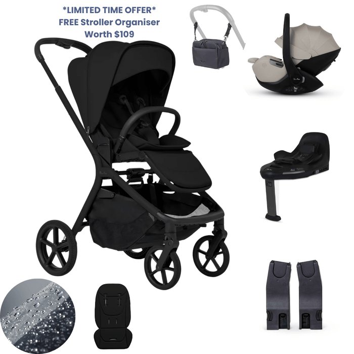 Silver Cross Breez Lightweight Stroller 360 Car Capsule Bundle  - Onyx *Limited Time, FREE Gift*