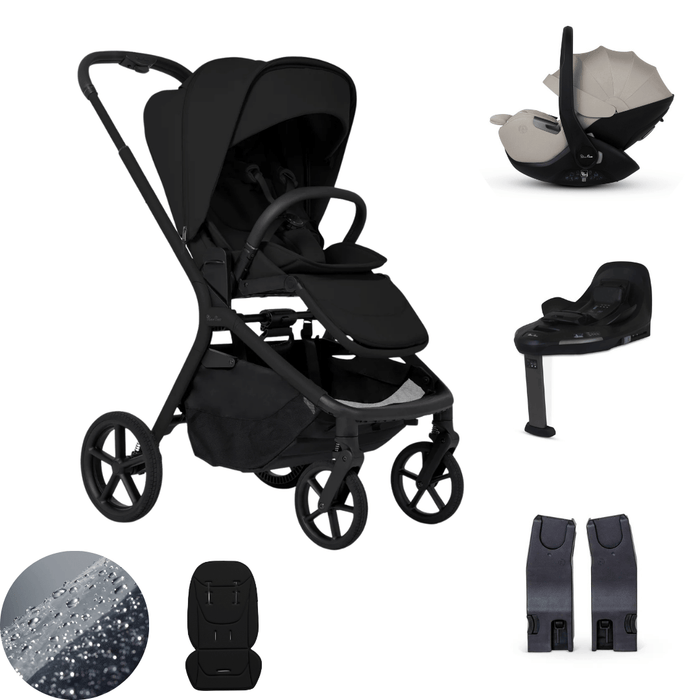 Silver Cross Breez Lightweight Stroller 360 Car Capsule Bundle  - Onyx
