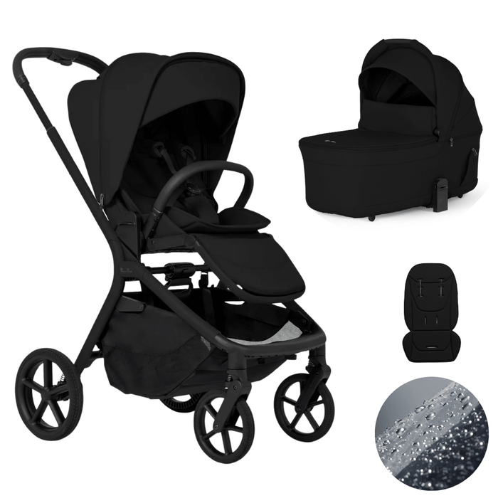 Silver Cross Breez Lightweight Stroller + Carrycot Bundle - Onyx *Pre-Order, May Delivery*