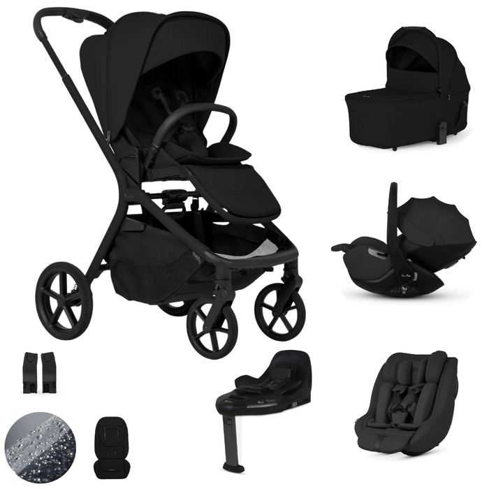 Silver Cross Breez Lightweight Stroller Ultimate 360 Family Car Seat Bundle  - Onyx