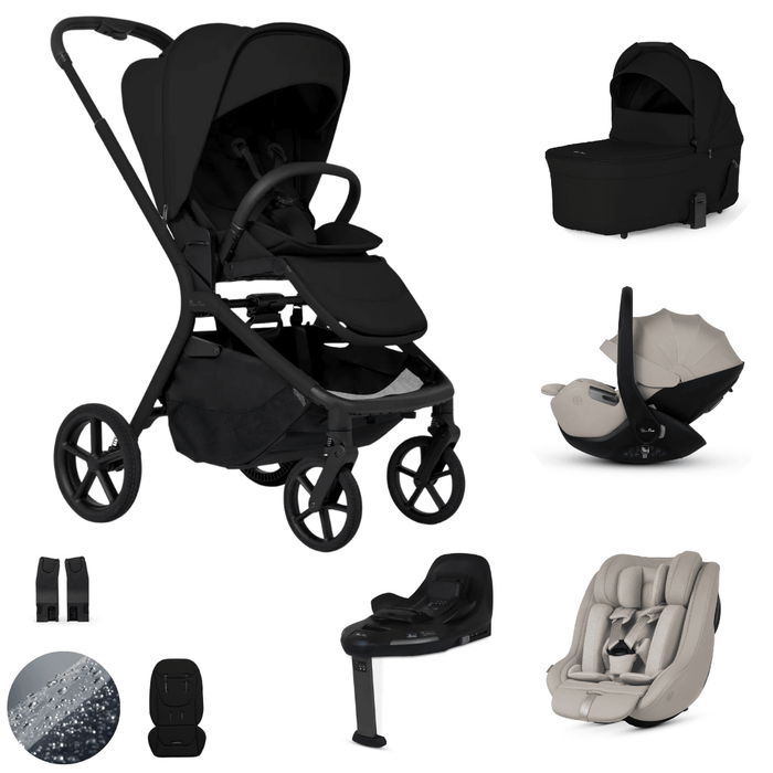 Silver Cross Breez Lightweight Stroller Ultimate 360 Family Car Seat Bundle  - Onyx