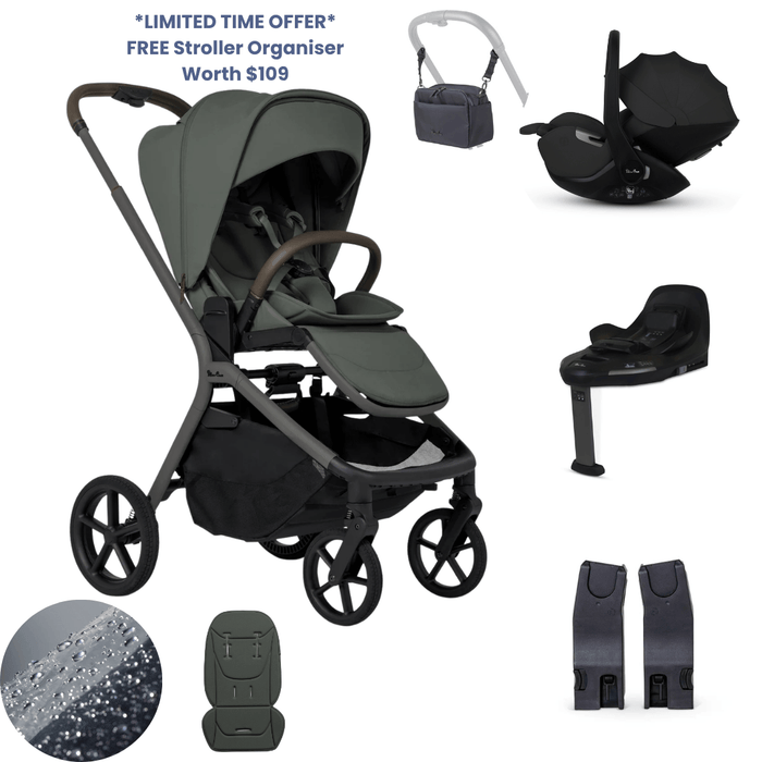 Silver Cross Breez Lightweight Stroller 360 Car Capsule Bundle - Pewter *Limited Time, FREE Gift*