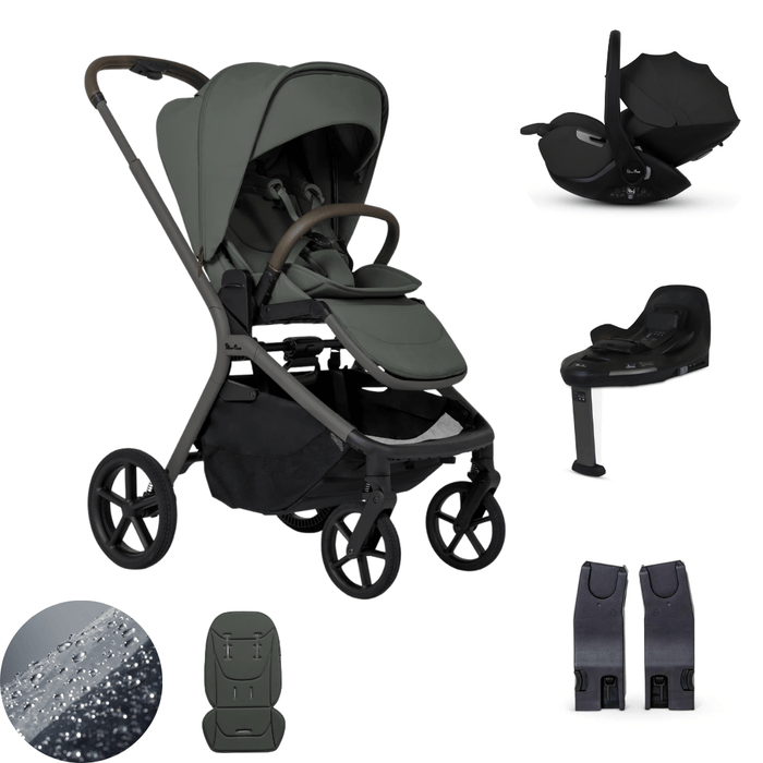 Silver Cross Breez Lightweight Stroller 360 Car Capsule Bundle - Pewter