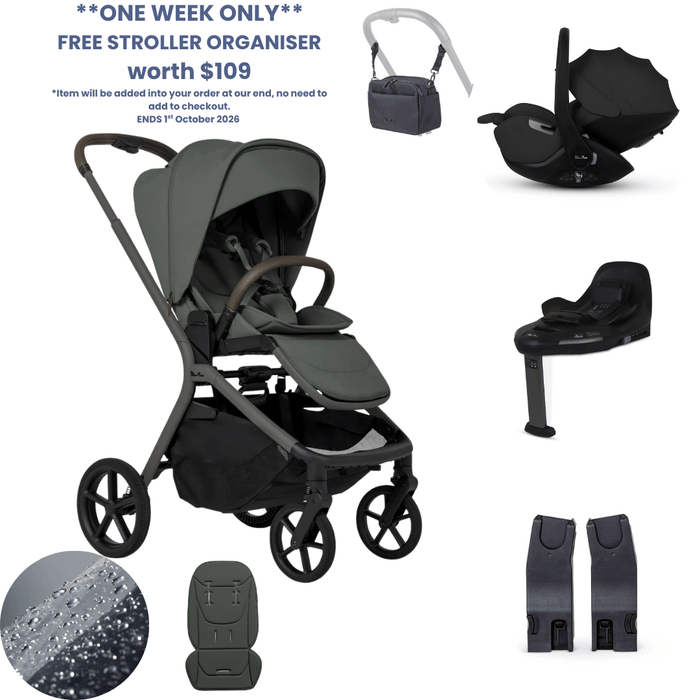 Silver Cross Breez Lightweight Stroller 360 Car Capsule Bundle - Pewter