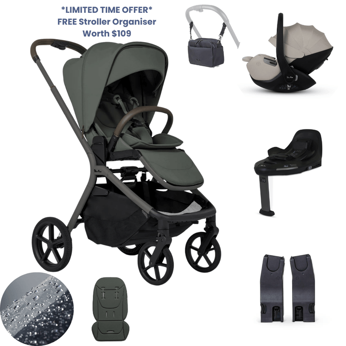 Silver Cross Breez Lightweight Stroller 360 Car Capsule Bundle - Pewter *Limited Time, FREE Gift*