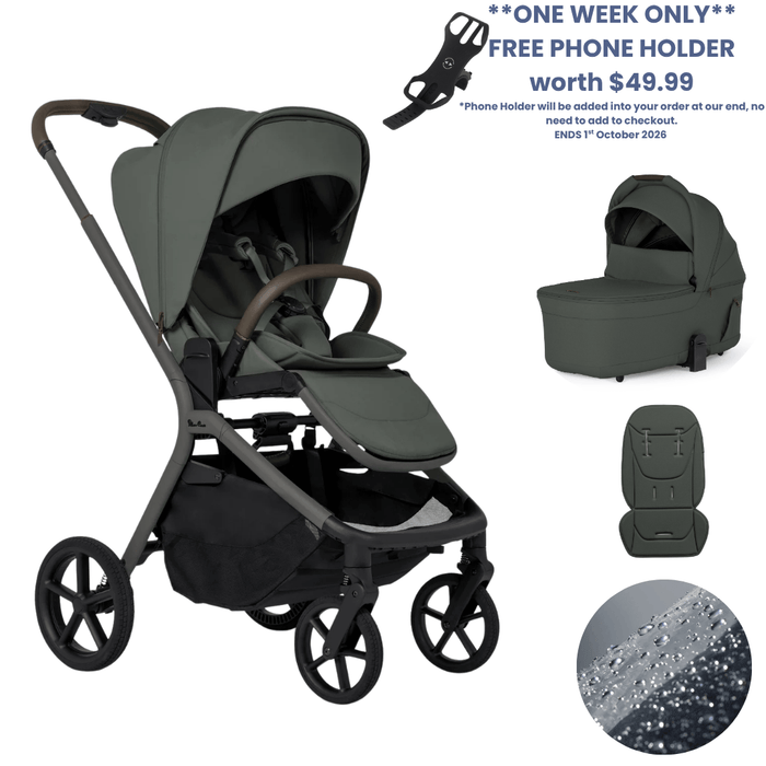 Silver Cross Breez Lightweight Stroller + Carrycot Bundle - Pewter
