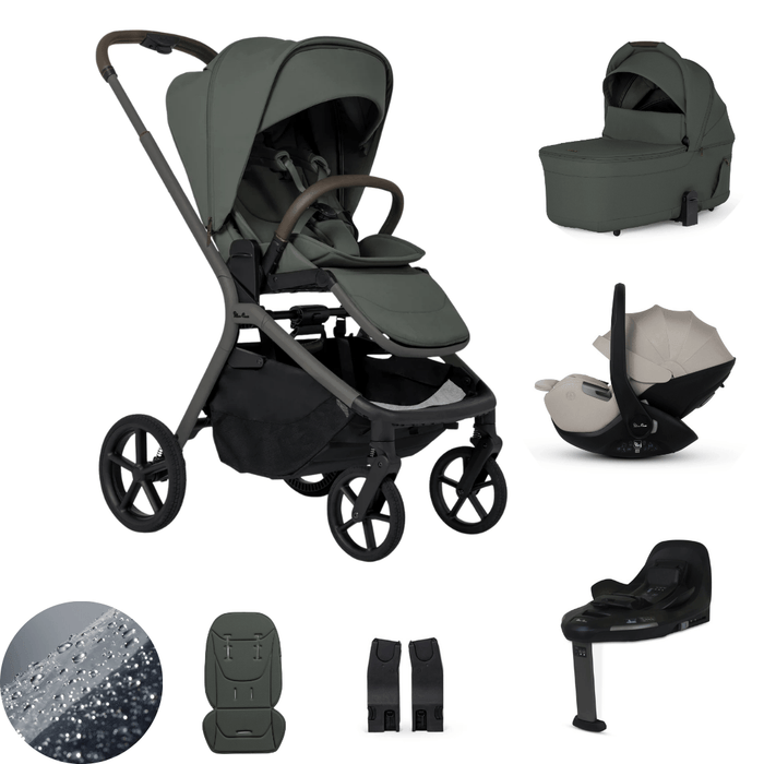 Silver Cross Breez Lightweight Stroller Ultimate 360 Car Capsule Bundle - Pewter