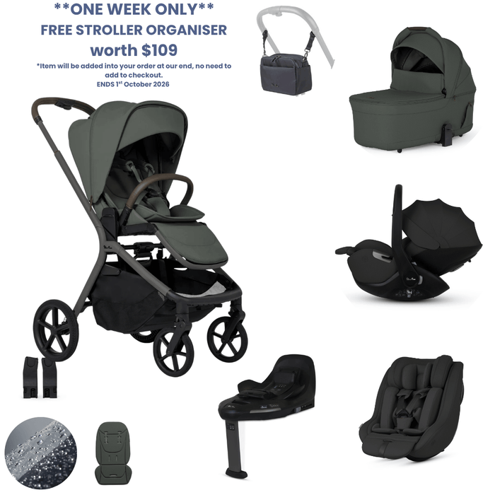 Silver Cross Breez Lightweight Stroller Ultimate 360 Family Car Seat Bundle - Pewter
