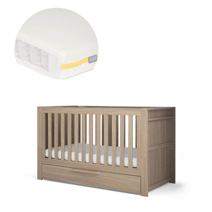 Mamas and Papas Franklin Oak - Cot + Mattress Bundle