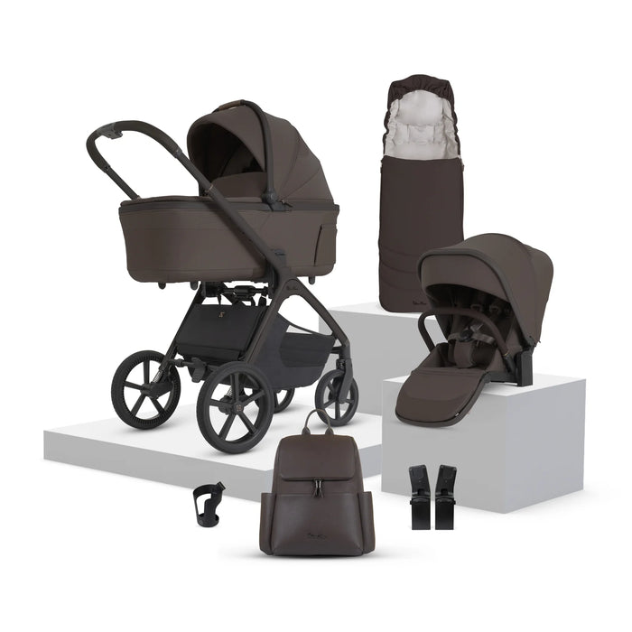 Silver Cross Cove 2 All-Terrain Stroller + Carrycot + Accessories Bundle - Chocolate **ETA End of October**