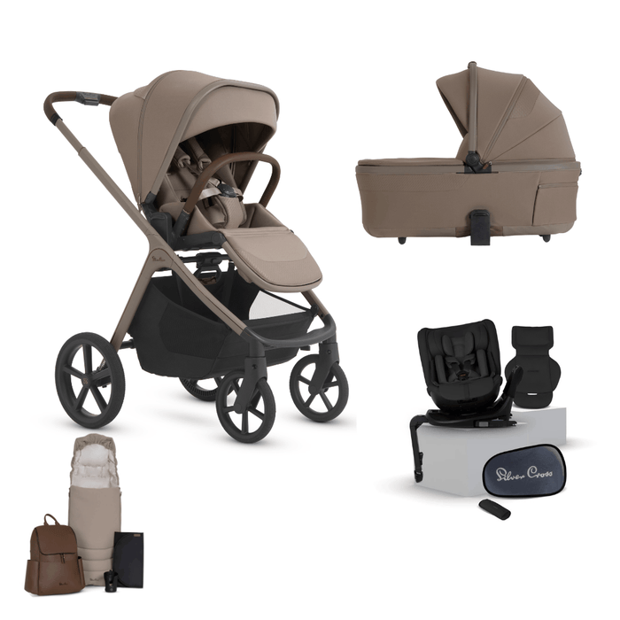 Silver Cross Cove 2 All-Terrain Stroller Ultimate Motion 360 Car Seat Bundle - Champagne **Delivery is End of October, taking PRE-ORDERS NOW**
