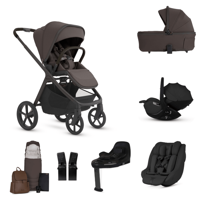 Silver Cross Cove 2 All-Terrain Stroller Ultimate 360 Family Car Seat Bundle - Chocolate **ETA End of Nov/ Early December**