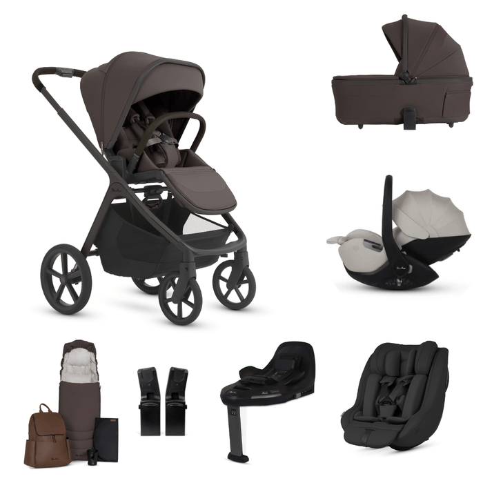 Silver Cross Cove 2 All-Terrain Stroller Ultimate 360 Family Car Seat Bundle - Chocolate **ETA End of Nov/ Early December**